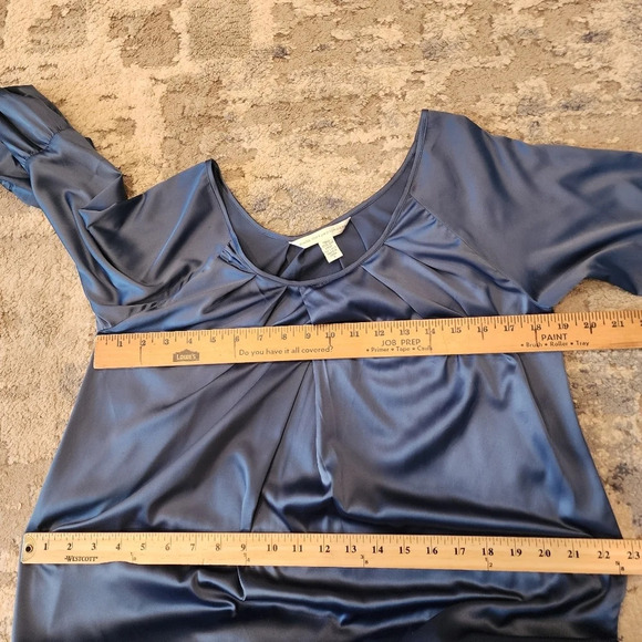 Diane Von Furstenberg Silk Blue Mini Dress Size 4 Ruffle Hem Bubble Sleeves - Picture 13 of 16